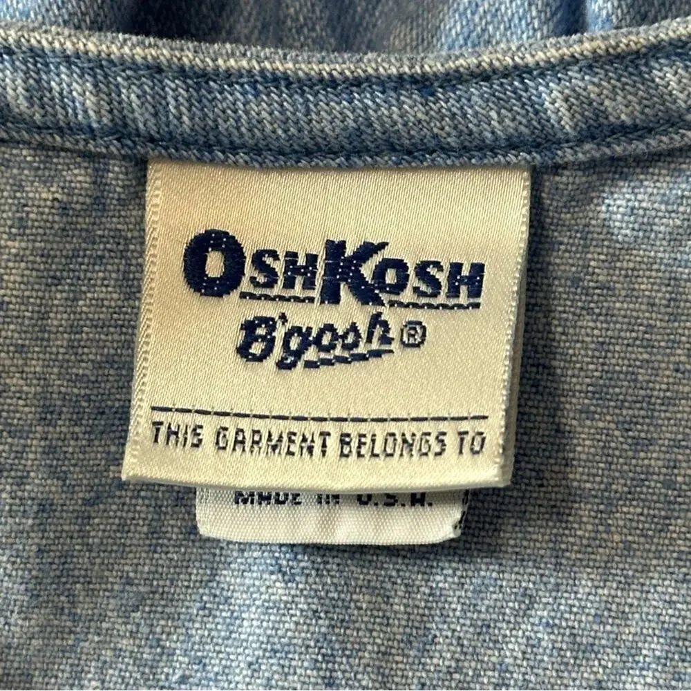 Oshkosh B’Gosh Vintage Girls Size 6 Light Blue Cotton Denim Button Front Dress